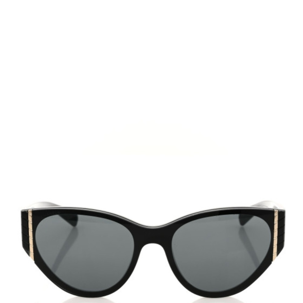 CHANEL Black Cat-Eye Sunglasses with Glossy Finish